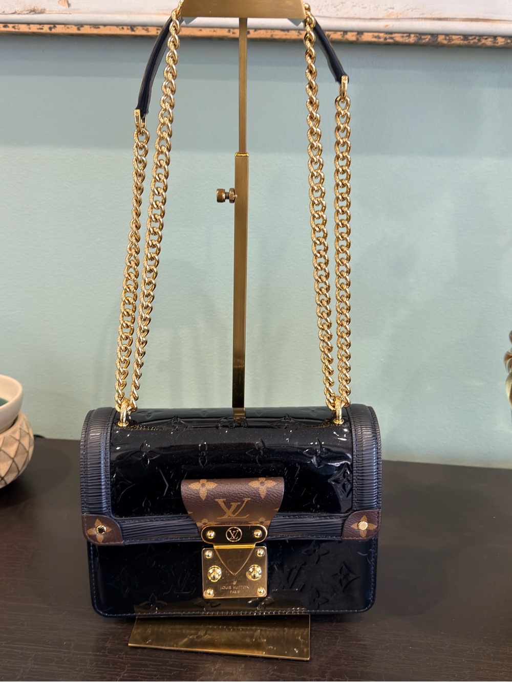 Louis Vuitton Black Vernis Petite Trunk Shoulder Bag